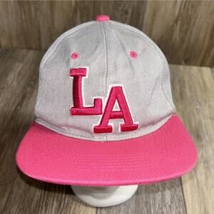 LA Los Angeles Gray Pink Snapback Hat Cap Adjustable Gullgot